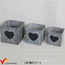 Square Vintage Retro Galvanized Sheet Metal Chalk Board Planter Boxes